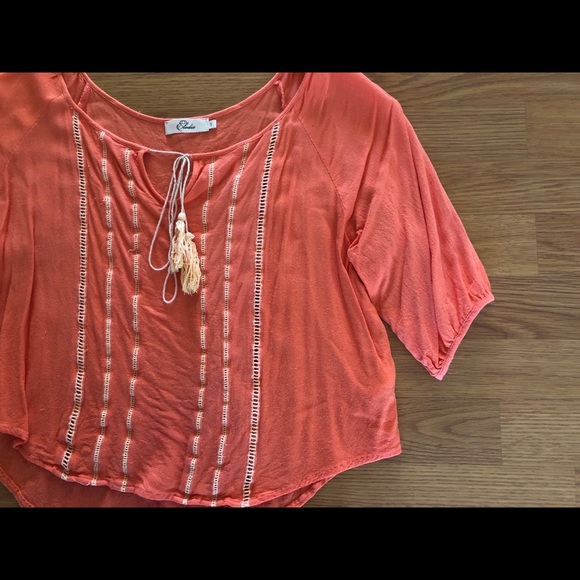 Elodie Coral Quarter-sleeved Blouse - Picture 2 of 6